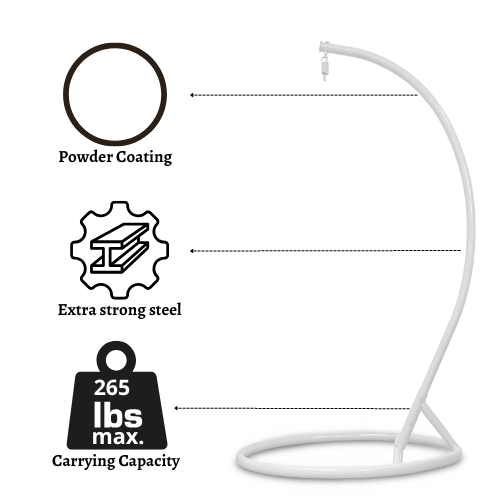Rijoka Hanging Chair Stand – 265 lbs Capacity – 41 x 41 x 79 Inch – Indoor & Outdoor Swing Chair Stand - White - Image 2