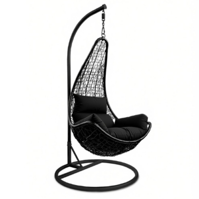 Rijoka Hanging Chair Layba Twisted – Indoor & Outdoor Swing Chair - Black Color