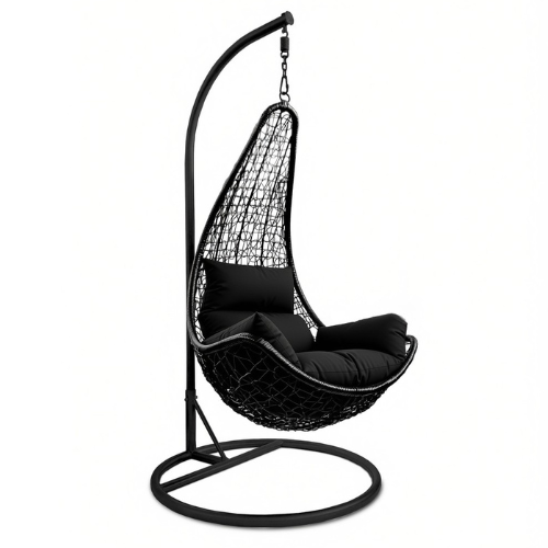 Rijoka Hanging Chair Layba Twisted – Indoor & Outdoor Swing Chair - Black Color