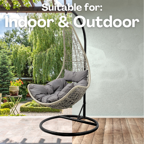 Rijoka Hanging Chair Layba Twisted – Indoor & Outdoor Swing Chair - Gray Color - Build Your Own - Image 7