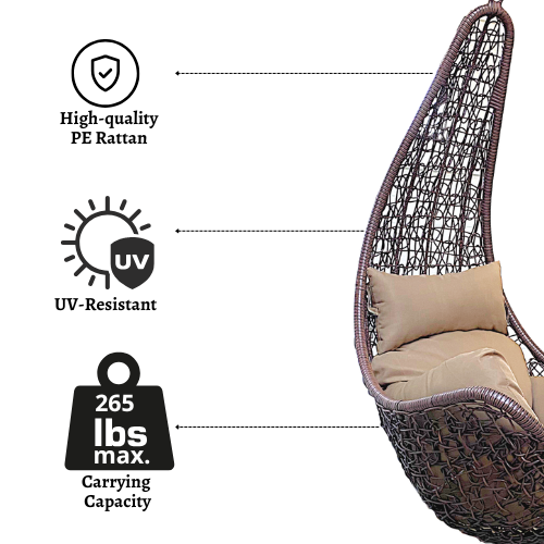 Rijoka Hanging Chair Layba Twisted – Indoor & Outdoor Swing Chair - Brown Color - Image 2