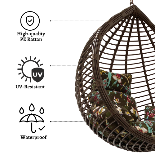 Rijoka Hanging Chair Egg Original – Indoor & Outdoor Swing Chair - Brown Color - Image 2