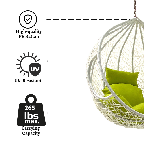 Rijoka Hanging Chair Egg Twisted – Indoor & Outdoor Swing Chair - White Color - Build Your Own - Image 2