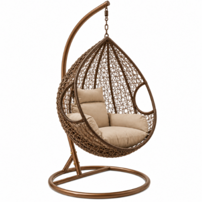 Rijoka Hanging Chair Egg Twisted – Indoor & Outdoor Swing Chair - Brown Color