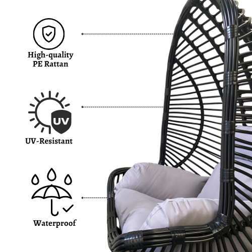 Rijoka Hanging Chair Ragna Original – Black - Indoor & Outdoor Swing Chair - Image 2