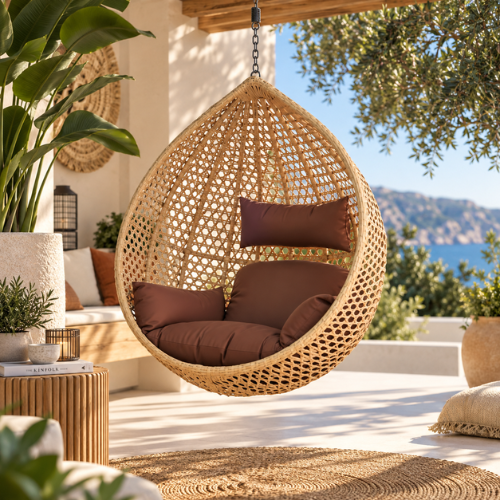 Rijoka Hanging Chair Egg Super Star – Luxury Indoor & Outdoor Beige Swing Chair - Build Your Own - Image 9