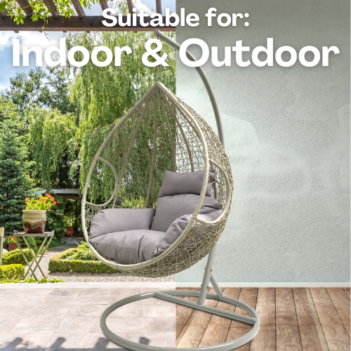 Rijoka Hanging Chair Egg Twisted – Indoor & Outdoor Swing Chair - Gray Color - Image 7