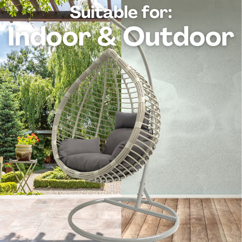 Rijoka Hanging Chair Egg Original – Indoor & Outdoor Swing Chair - Gray Color - Image 7