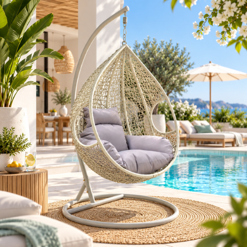 Rijoka Hanging Chair Egg Twisted – Indoor & Outdoor Swing Chair - Gray Color - Image 11