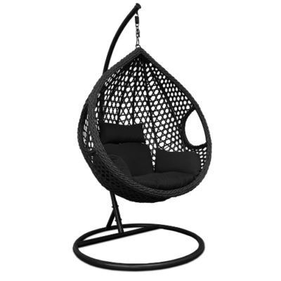 Rijoka Hanging Chair Egg Rope – Luxury Indoor & Outdoor Black Swing Chair
