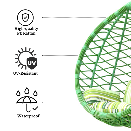 Rijoka Hanging Chair Egg Waves – Indoor & Outdoor Swing Chair - Green Color - Build Your Own - Image 2