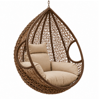 Rijoka Hanging Chair Egg Twisted – Indoor & Outdoor Swing Chair - Brown Color - Build Your Own