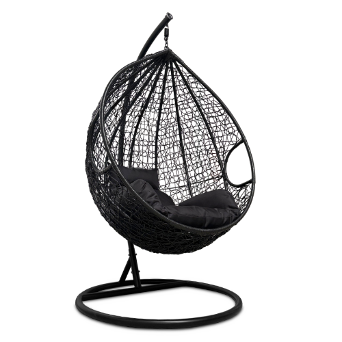 Rijoka Hanging Chair Egg Twisted – Indoor & Outdoor Swing Chair - Black Color