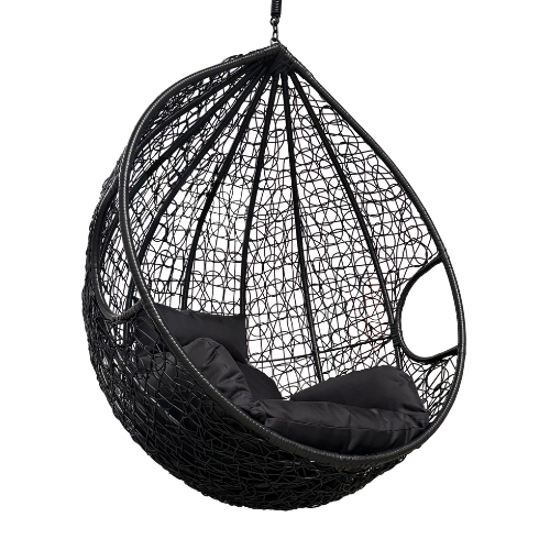 Rijoka Hanging Chair Egg Twisted – Indoor & Outdoor Swing Chair - Black Color - Build Your Own