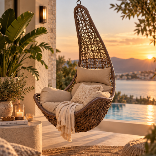 Rijoka Hanging Chair Layba Twisted – Indoor & Outdoor Swing Chair - Brown Color - Build Your Own - Image 9