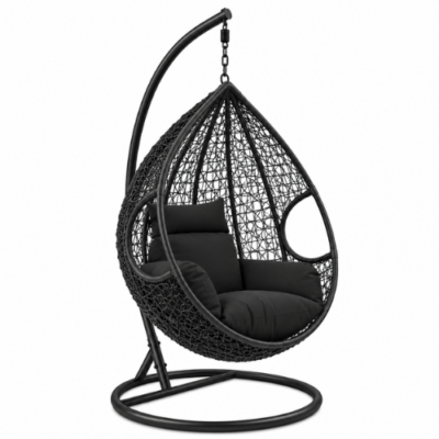 Rijoka Hanging Chair Egg Twisted – Indoor & Outdoor Swing Chair - Black Color