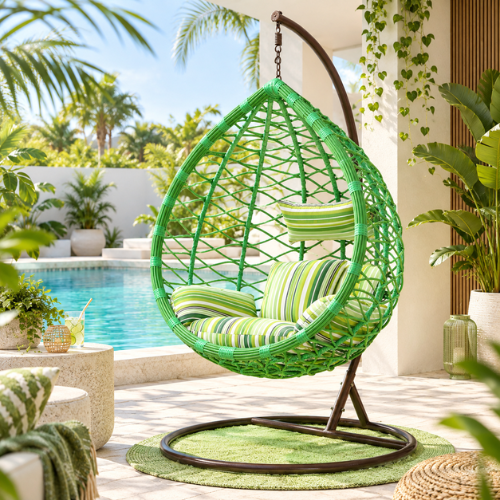 Rijoka Hanging Chair Egg Waves – Indoor & Outdoor Swing Chair - Green Color - Build Your Own - Image 9