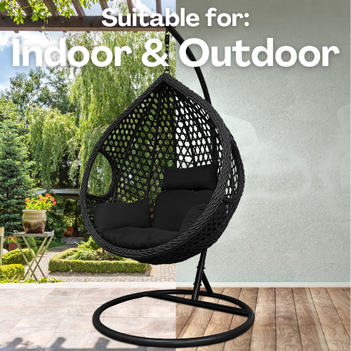 Rijoka Hanging Chair Egg Rope – Luxury Indoor & Outdoor Black Swing Chair - Image 7