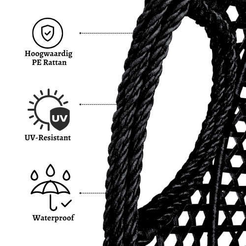 Rijoka Hanging Chair Egg Rope – Luxury Indoor & Outdoor Black Swing Chair - Image 2