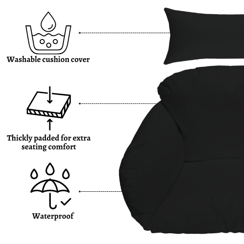 Rijoka Hanging Chair Egg Rope – Luxury Indoor & Outdoor Black Swing Chair - Image 5