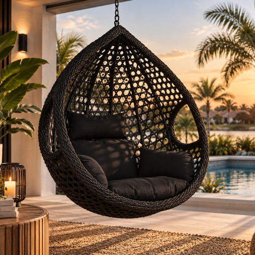 Rijoka Hanging Chair Egg Rope – Luxury Indoor & Outdoor Black Swing Chair - Build Your Own - Image 10