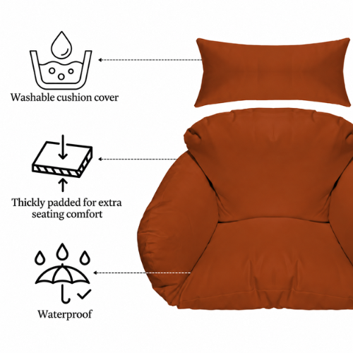 Rijoka Hanging Chair Cushion – Terracotta - Image 2