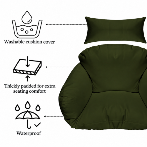 Rijoka Hanging Chair Cushion – Dark Olive Green - Image 2
